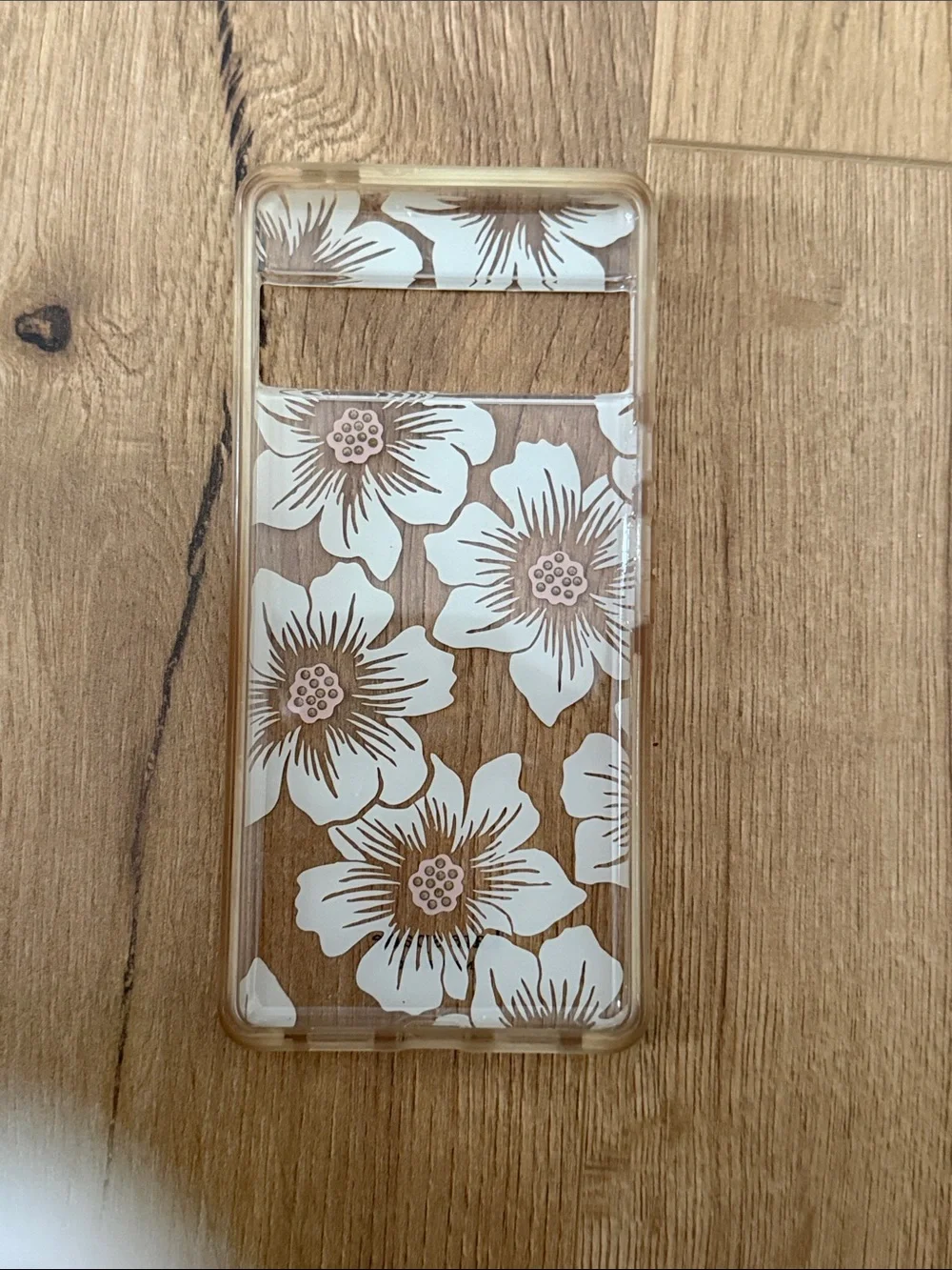 Kate Spade Clear Floral Phone Case with White Flowers and Rose Gold Centers
